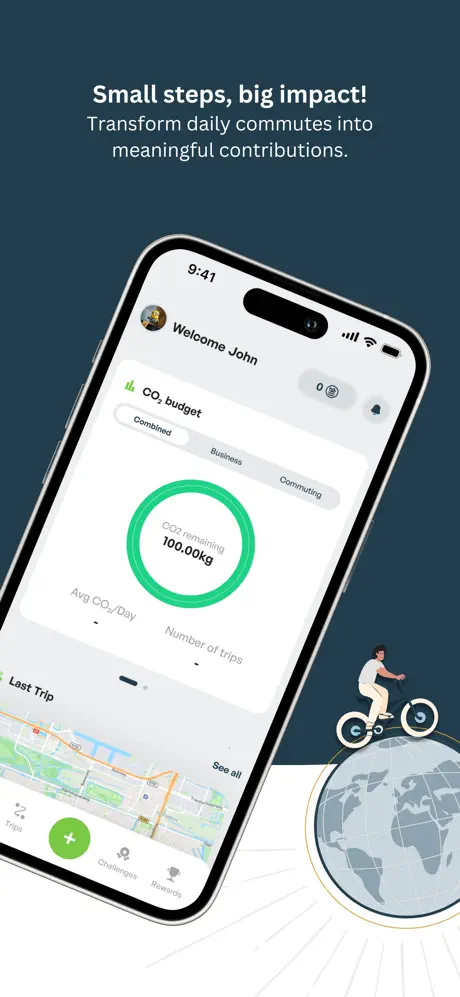 Emito CO2 tracking app home screen