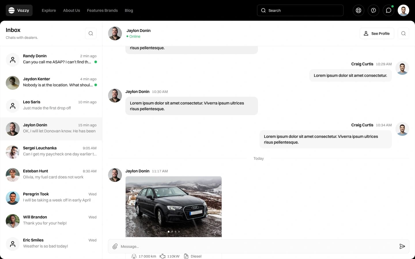 Vozzy vehicle listing detail page